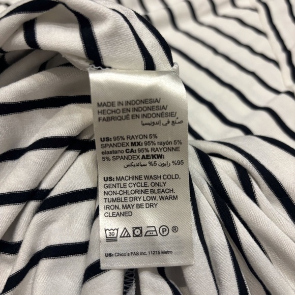 Chico’s Size 3 (XL) Striped Asymmetrical Hem Maxi Dress Jersey Knit Stretch - Picture 7 of 9